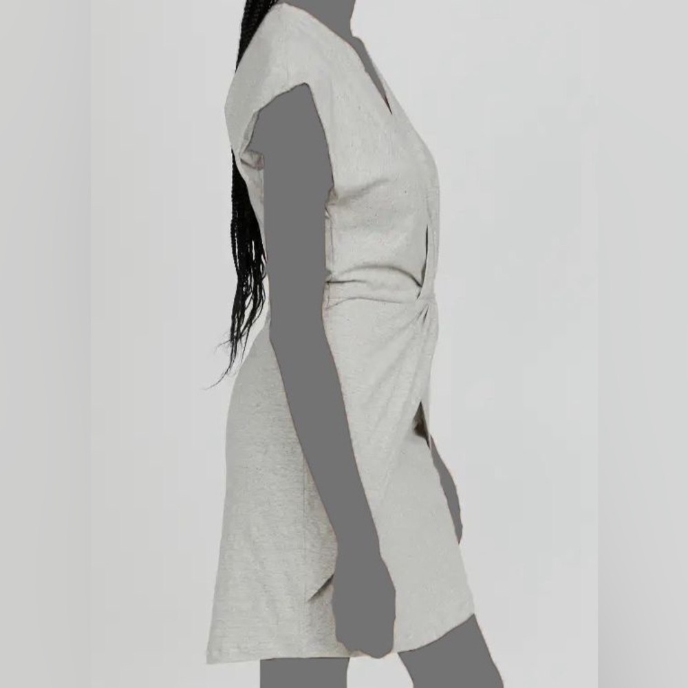 Iro Gray Solid Tizana Sleeveless V-Neck Mini Dress - image 3